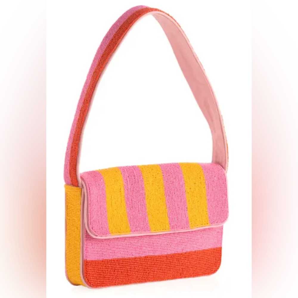 Shiraleah Pink and Yellow Striped Shoulder Bag